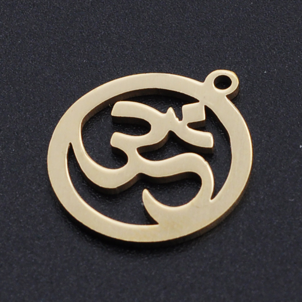 Custom Jewelry Making Stainless Steel Laser Cut Out Hollow Lotus Yoga OM OHM Charms Spiritual Religious Pendants