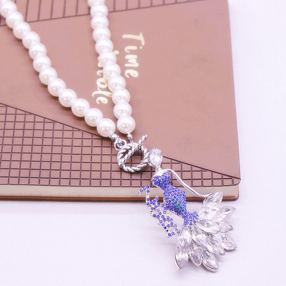 Luxury Pearl Rhinestone Crystal Chain Greek Zeta Phi Beta Sigma Gamma Rho DST Dance Lady Pendant Sorority Necklace