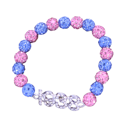 Stylish Handcrafted Women Wrist Jewelry JJOA Inspired Jack And Jill Of America 1938 Disco Ball Beaded Elastic Bracelet