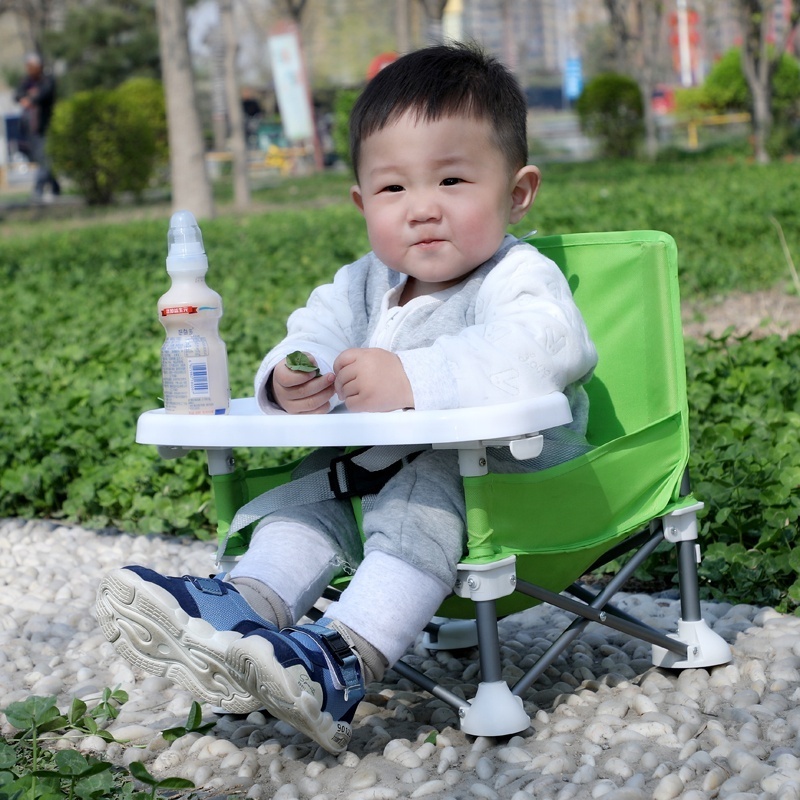 Portable Foldable Baby Feeding Dining Chair with Tray and Bag Outdoor Toddler Dining Pop Baby Booster Seat