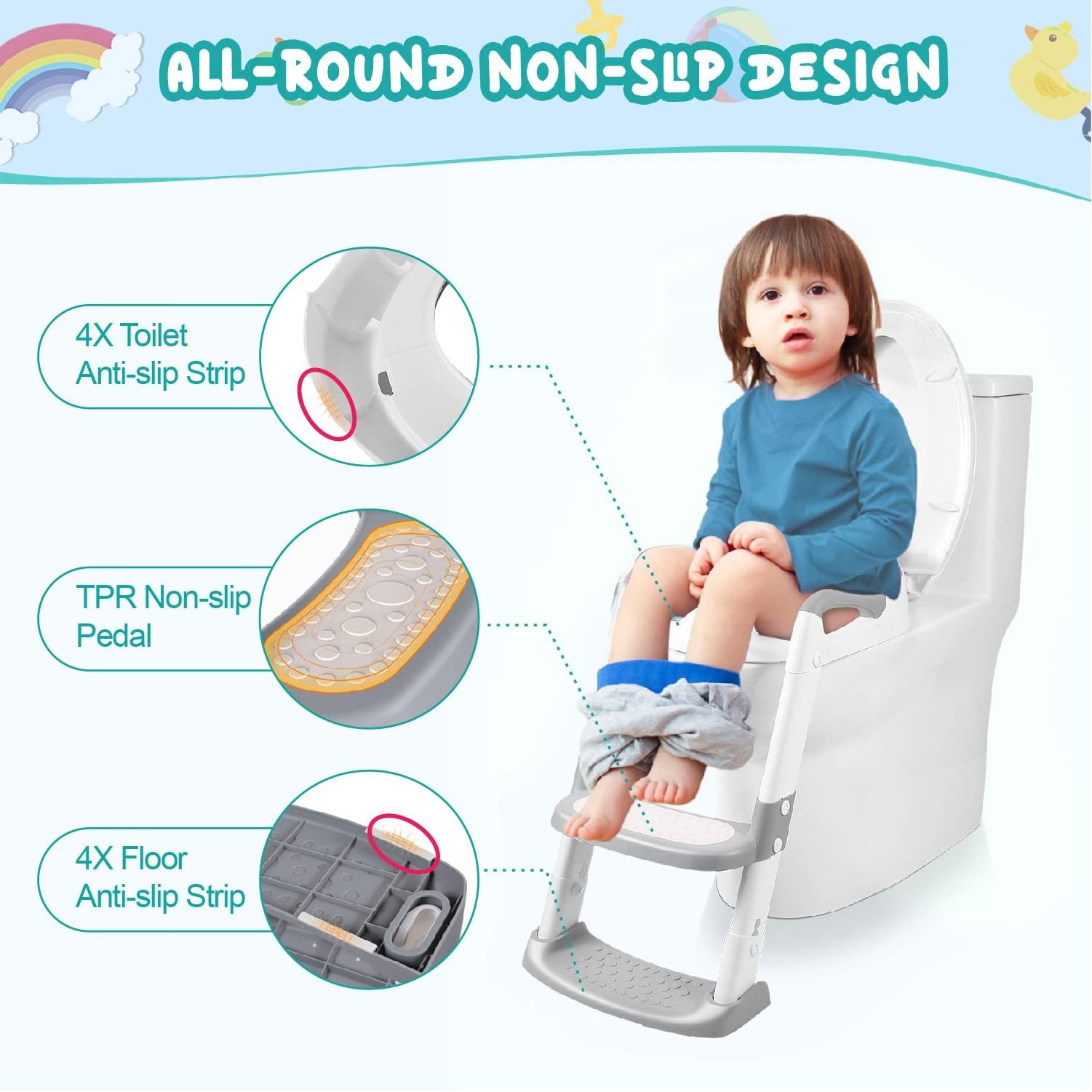 Hot Selling Baby Products Luxury Portable Toddler Potty Training Ladder Toilet For Children Potty Ladder Toilette Ladder