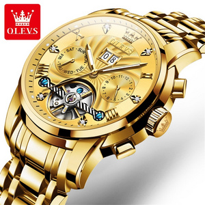 OLEVS 9910 Fashion Genuine  Stainless Steel Strap Tourbillon Own Brand Luxury Automatic Oem Mechanical Watch Men Wrist Watch