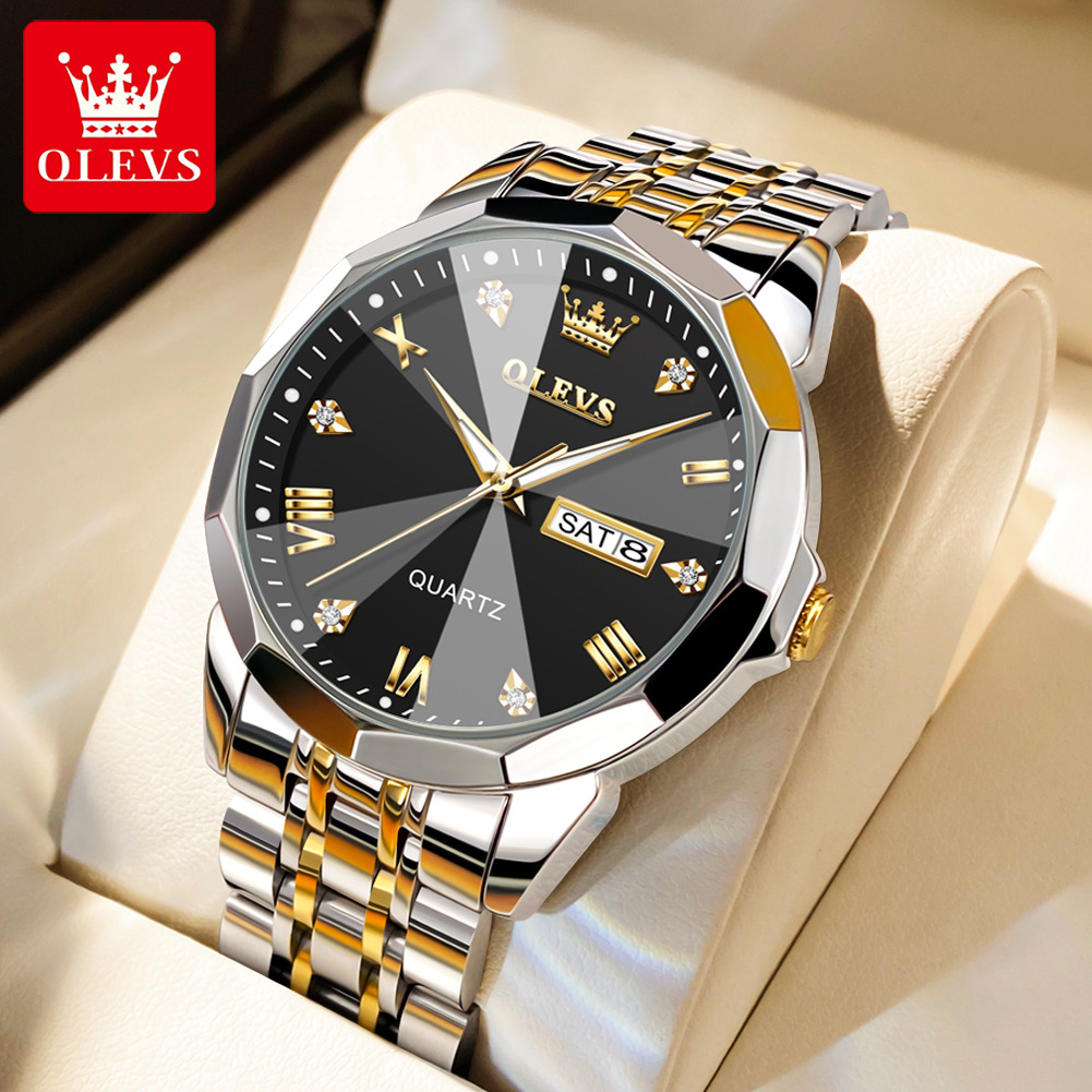 OLEVS 9931 custom oem logo business watch luxury men's watch waterproof luminous quartz classic steel  watches for men