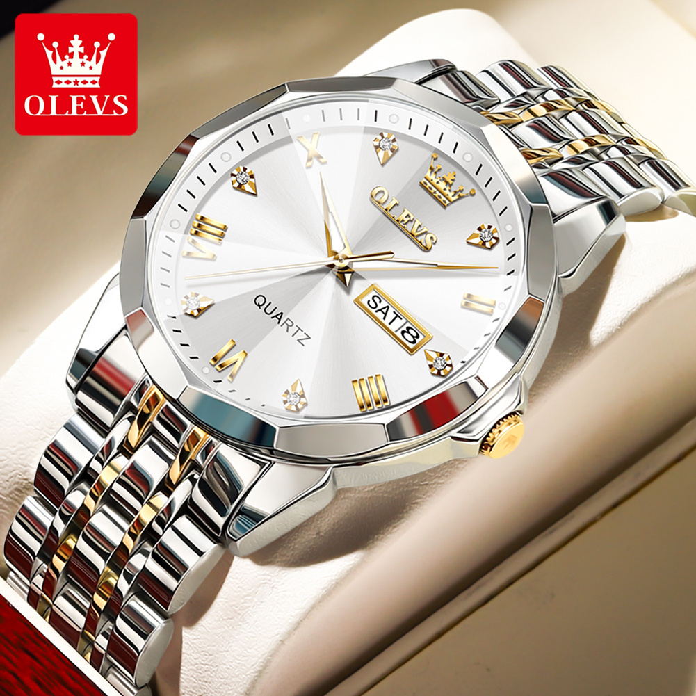 OLEVS 9931 custom oem logo business watch luxury men's watch waterproof luminous quartz classic steel  watches for men