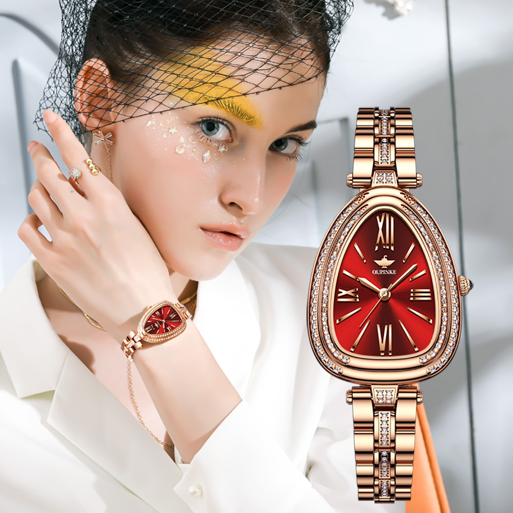 Oupinke 3192 High Quality Special Design Mechanical Wrist Stainless Steel Quartz Watches For Ladies