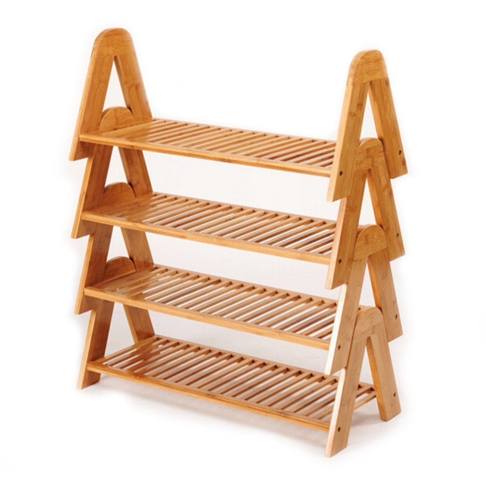 original design V shape shoes Bamboo 4 Floor Shoe Rack