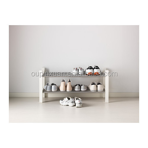 2015 new design Bamboo Entryway Shoe Shelf bamboo and Metal Shoe Rack, 2-Tier shoes storage