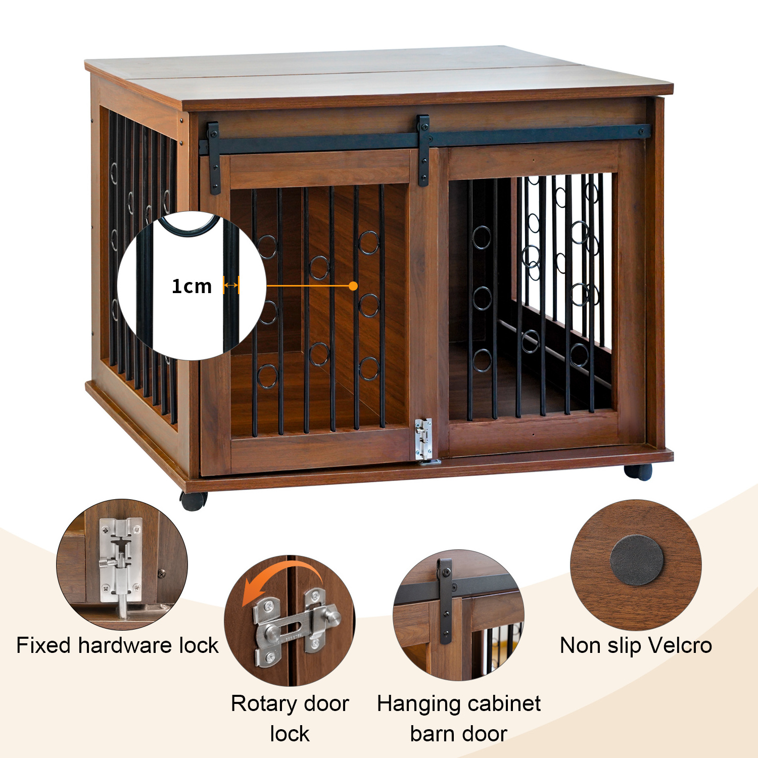 High Quality Portable Luxury Wood Dog Crate Pet Dog Kennel Wooden Animal Cage with Door