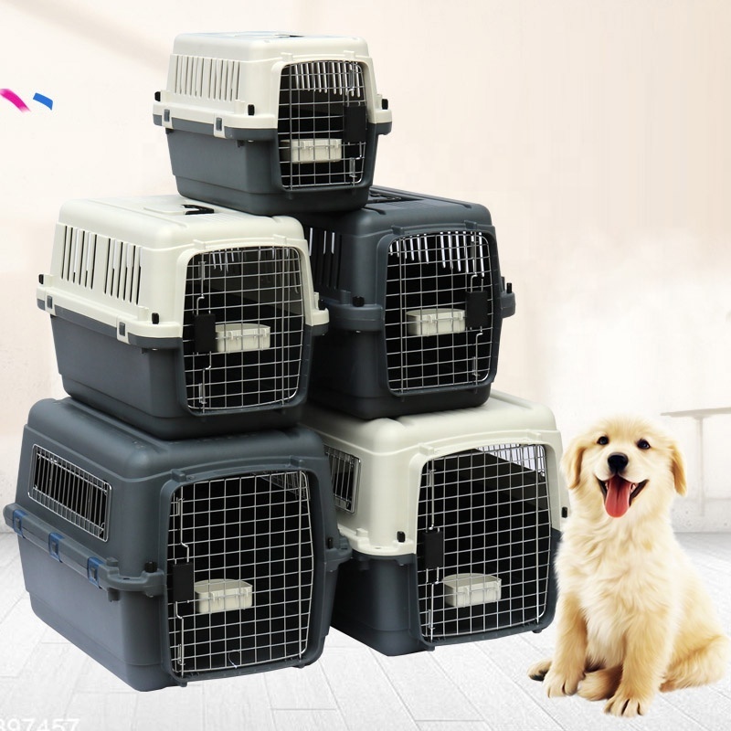 IATA pet carrier clear travel standard crate large dog and cat carry cages kennel air plastic carrier