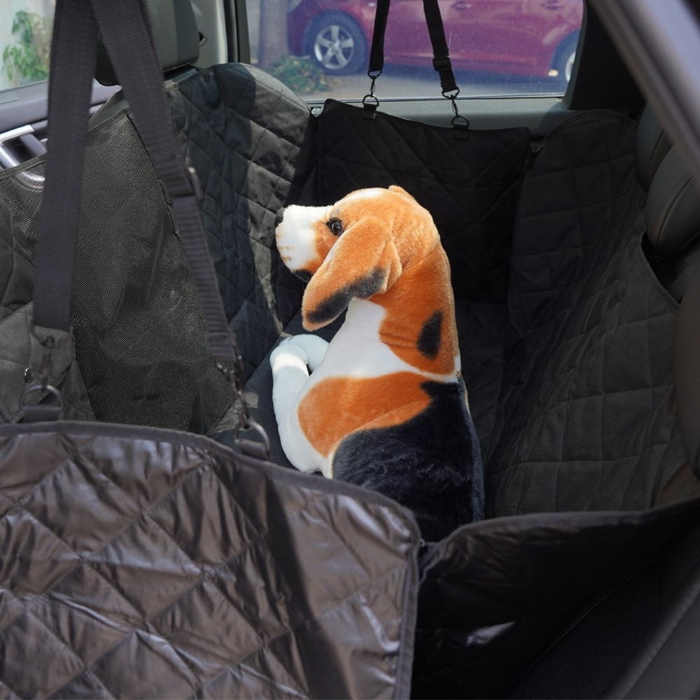 Heavy Duty 600D Oxford 100% Waterproof Hammock Pet Dog Car Back Seat Cover with Visual Mesh Window for Cars Trucks and Suv