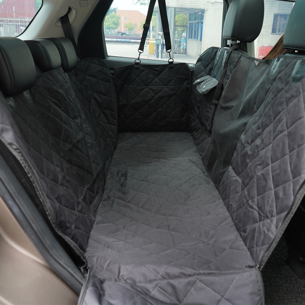 Heavy Duty 600D Oxford 100% Waterproof Hammock Pet Dog Car Back Seat Cover with Visual Mesh Window for Cars Trucks and Suv