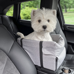 Ourbo OEM ODM Pet Dog Armrest Booster Interactive Car Seat Safety Tethers Console Travel Carrier with Removable Bed