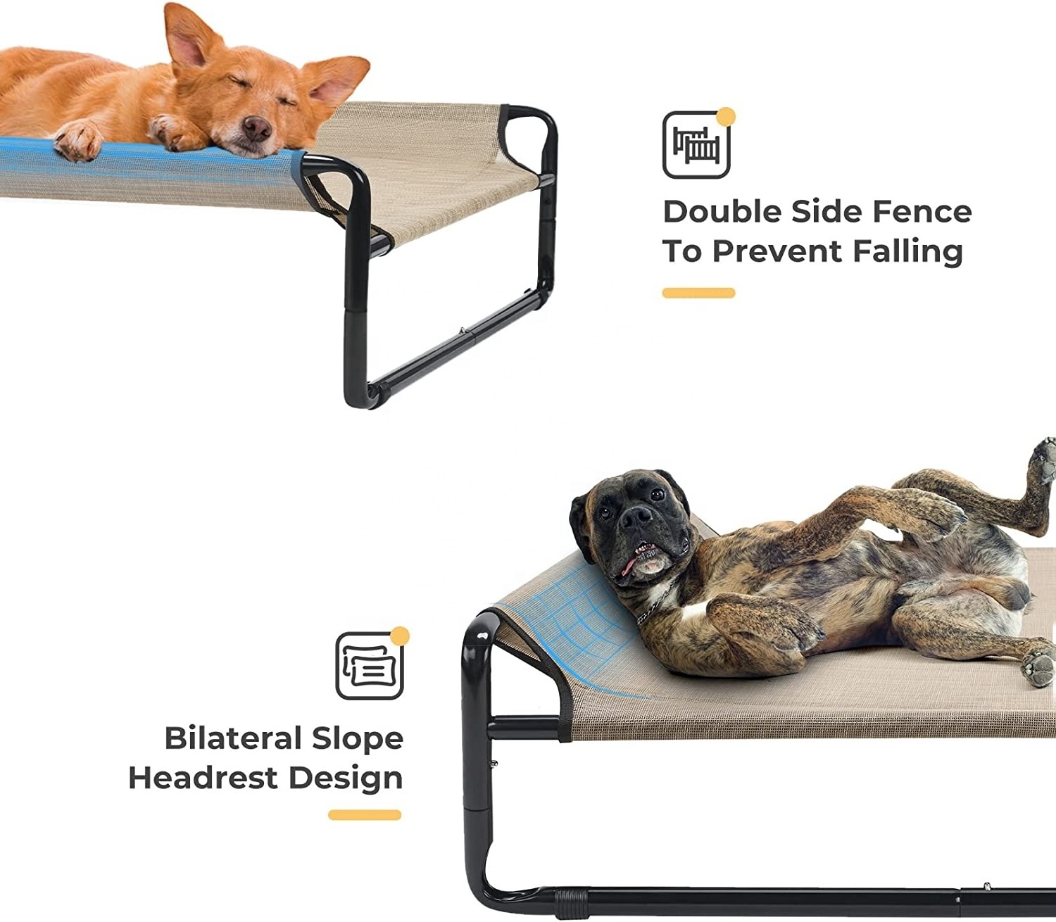 Elevated Folding Dog Bed Indoor Outdoor Pet Camping Raised Cot for Small Medium or Large Dogs