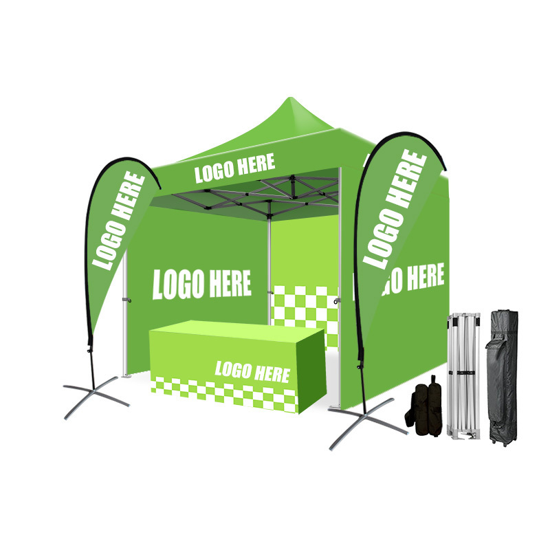 Alum Market Events Custom Printed pop Up Exhibition waterproof Gazebo with wall 3x3 canopy outdoor Folding trade show tent