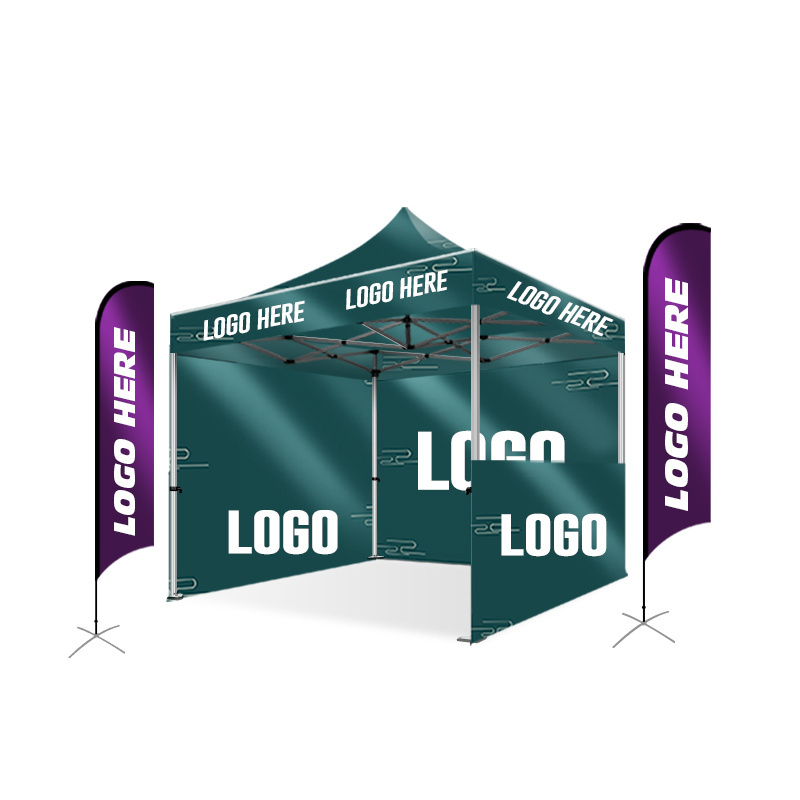 3x3 promotional custom print event pop up Tent business gazebo canopy folding tent with flag wall orange dog trade show tent