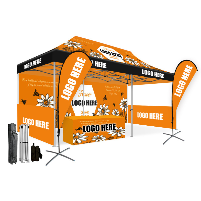 Custom manufactured Logo Fair Aluminum Frame portable 3x6 10x20 Foldable Outdoor Canopy Gazebo Tent with wall for Trade Show