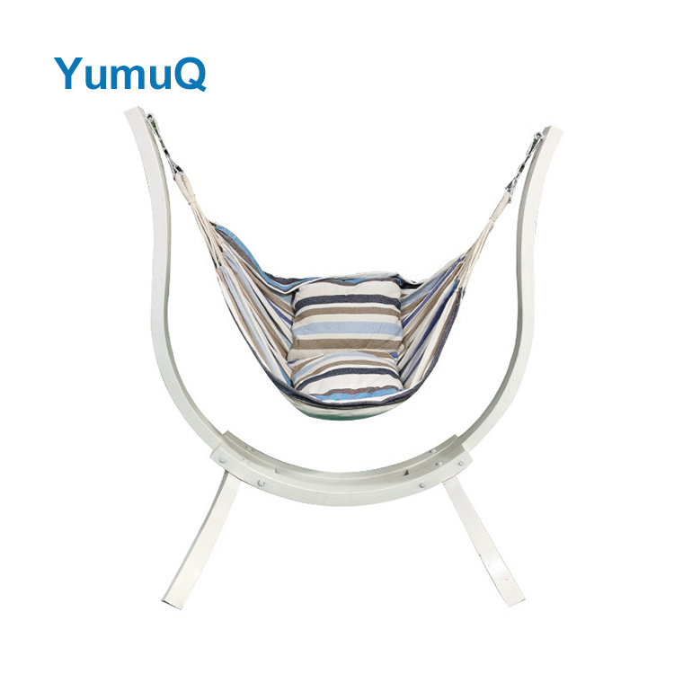 YumuQ Oversize Portable Steady Folding Outdoor Swing Hammock Chair With Teak Stand With Hooks For Indoor