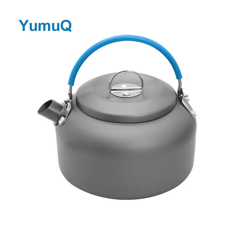 YumuQ 0.8L 1L Mini Aluminum Alloy Anodized Outdoor Camping Cooking Foldable Water Tea Kettle Coffee Pot