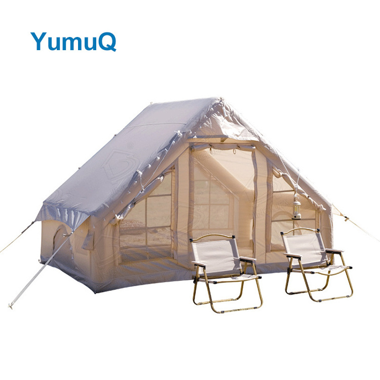 2023 Hot Sale Low Price 2-4 Person 12 Sqm 150d Oxford 2 Bedroom Camping Glamping Air Inflatable Tent