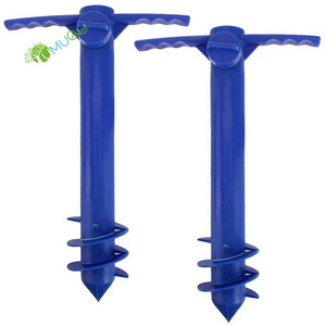 YumuQ 2PCS Plastic Beach Umbrella Sand Anchor Stand Holder Plastic Umbrella Base with 5- Spiral Screw