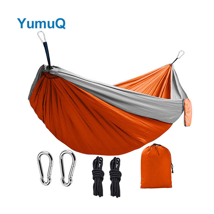 YumuQ 2023 Custom Cheap 1 Or 2 Person Portable Striped Hammock For Outdoor Travel Leisure Bed