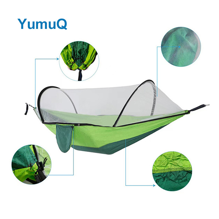 YumuQ 2 Person Outdoor Camping Double Hammock Nylon Swing Bed Tent With Mosquito Net And Rain Fly