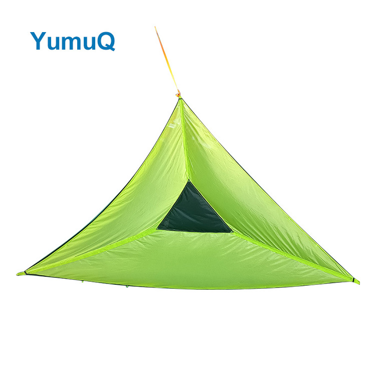 YumuQ Mesh Camping Famiy Aerial Hammock Portable Multi-person Triangle Shape Tree Tent 4 People