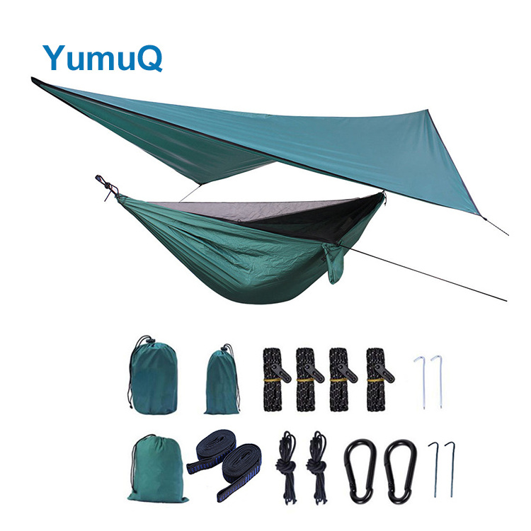 YumuQ Ultralight Hammock And Rain Fly Camping Tarp Shelter Set Outdoor Waterproof Canopy Tent