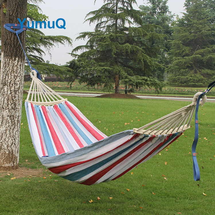 YumuQ Low Price Swing Garden Beach Camping Hammock Frame Chair Canvas Fabrics With Wooden Steel Bar