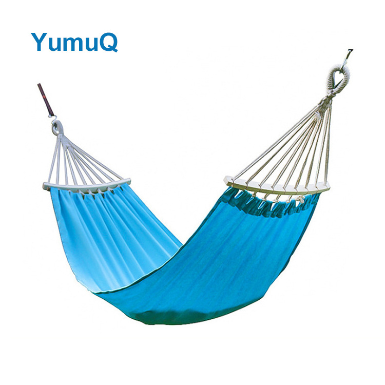 YumuQ Low Price Swing Garden Beach Camping Hammock Frame Chair Canvas Fabrics With Wooden Steel Bar