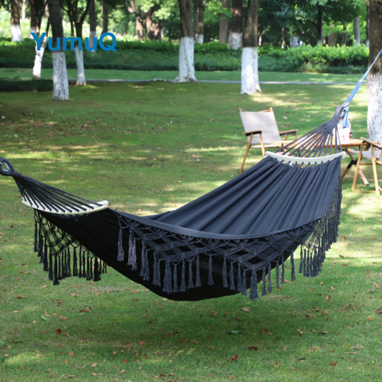 YumuQ Outdoor Double Cotton Colorful Striped Camping Waterproof Portable Hammock Swing Chair With Stand