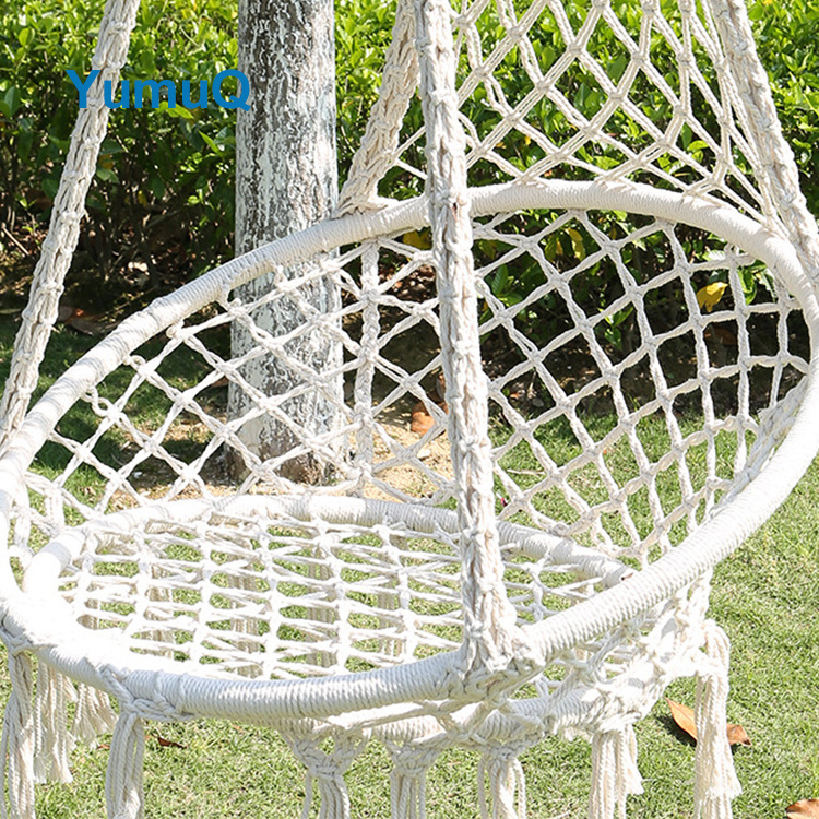 YumuQ Balcony Adult Baby Pod Size Swing Aerial Folding Macrame Rope Hammock Hanging Chair Seat Folding