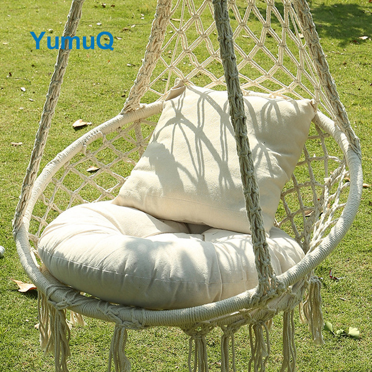 YumuQ Balcony Adult Baby Pod Size Swing Aerial Folding Macrame Rope Hammock Hanging Chair Seat Folding