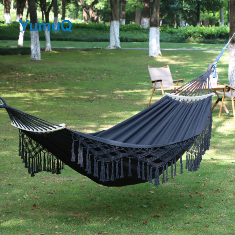 YumuQ Outdoor Garden Foldable Double Sensory Swing Hammock Camp Chair Factory Curved Spreader BarCushion Set