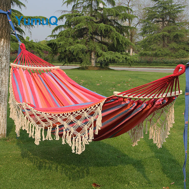 YumuQ Outdoor Garden Foldable Double Sensory Swing Hammock Camp Chair Factory Curved Spreader BarCushion Set