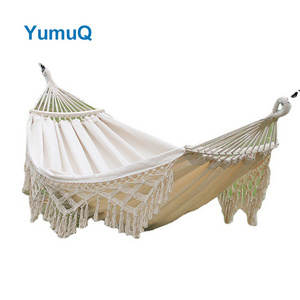 YumuQ Outdoor Garden Foldable Double Sensory Swing Hammock Camp Chair Factory Curved Spreader BarCushion Set