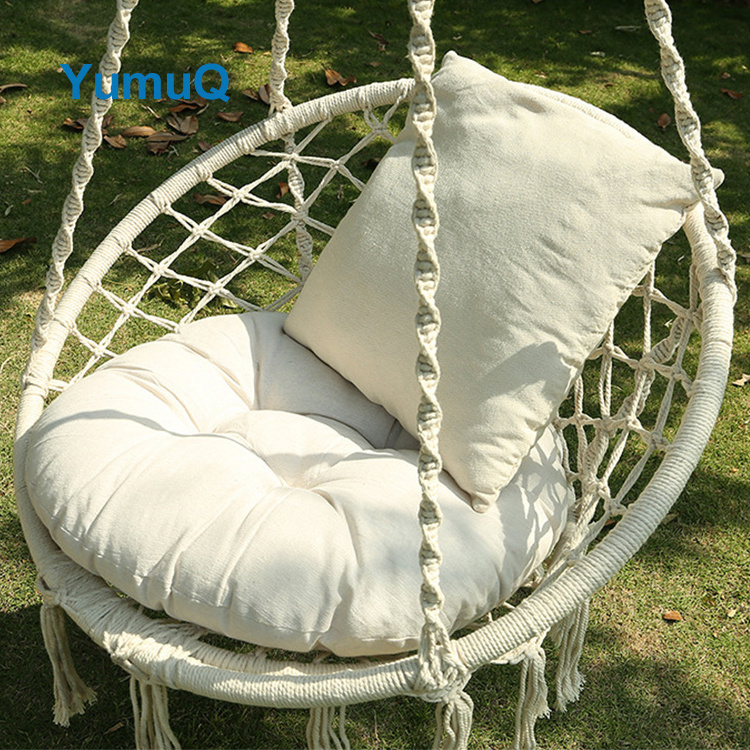 YumuQ High Quality Wholesale Price Cotton Swing Outdoor Garden Hanging Macrame Rope Round Hammock Chair