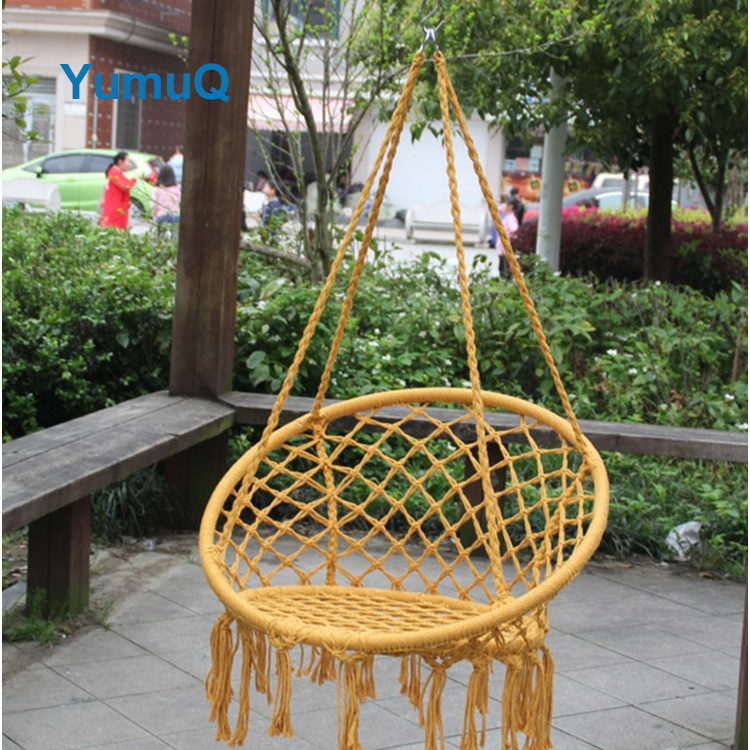 YumuQ High Quality Wholesale Price Cotton Swing Outdoor Garden Hanging Macrame Rope Round Hammock Chair