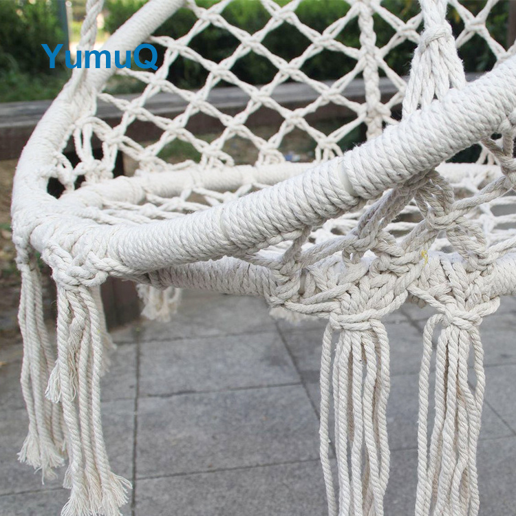 YumuQ High Quality Wholesale Price Cotton Swing Outdoor Garden Hanging Macrame Rope Round Hammock Chair