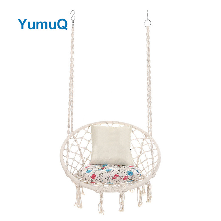 YumuQ High Quality Wholesale Price Cotton Swing Outdoor Garden Hanging Macrame Rope Round Hammock Chair