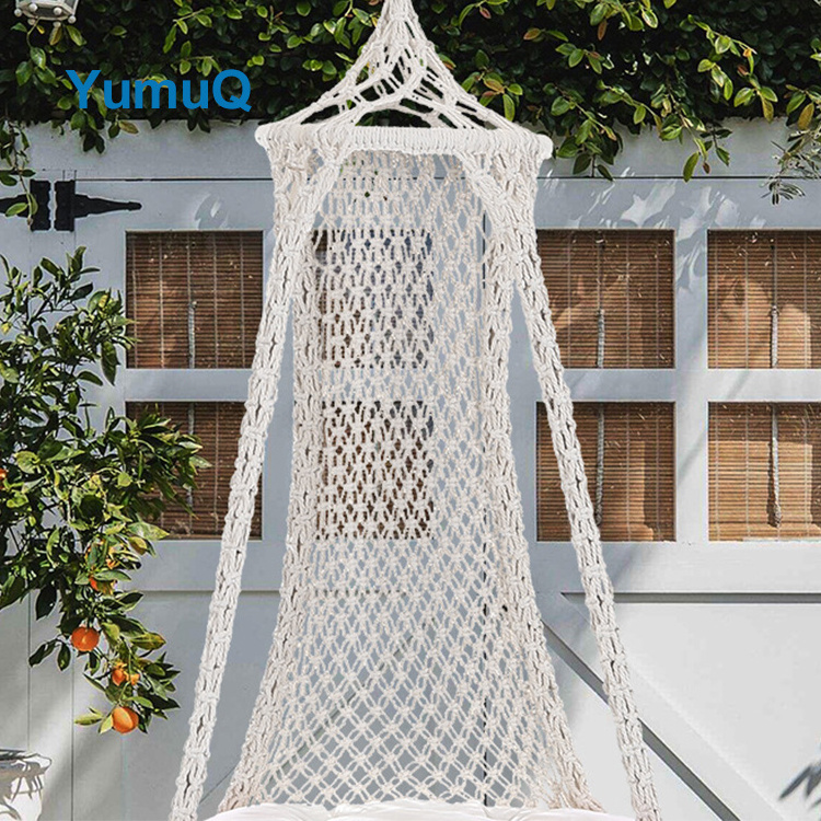 YumuQ Bohemian Design Camp Rocking Hanging Portable Best Black Bamboo Swing Rope Hammock Folding Chair With Stand