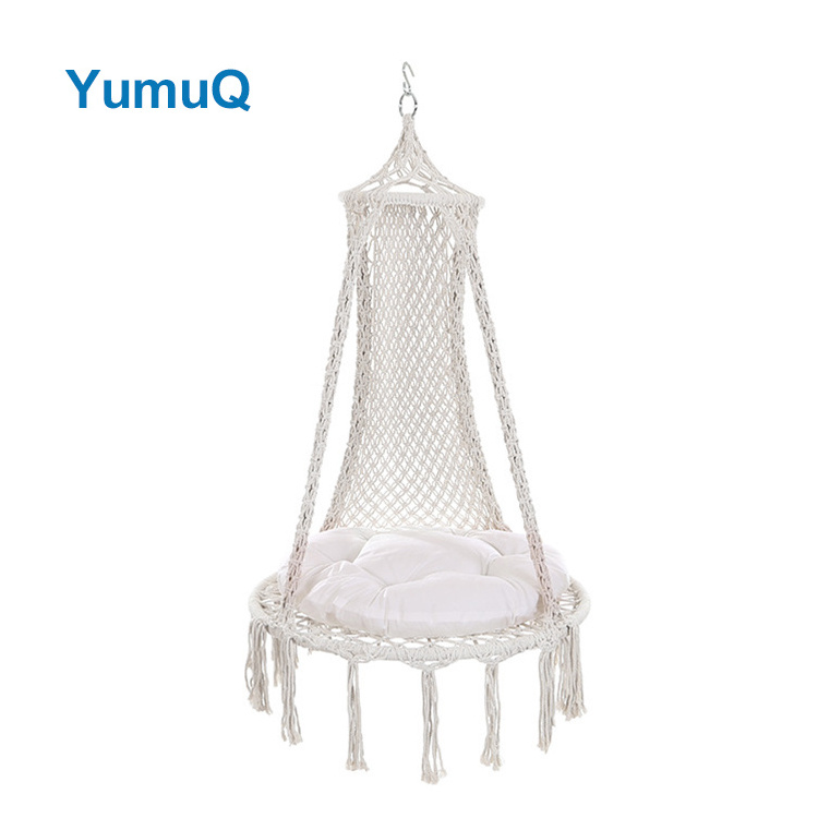 YumuQ Bohemian Design Camp Rocking Hanging Portable Best Black Bamboo Swing Rope Hammock Folding Chair With Stand