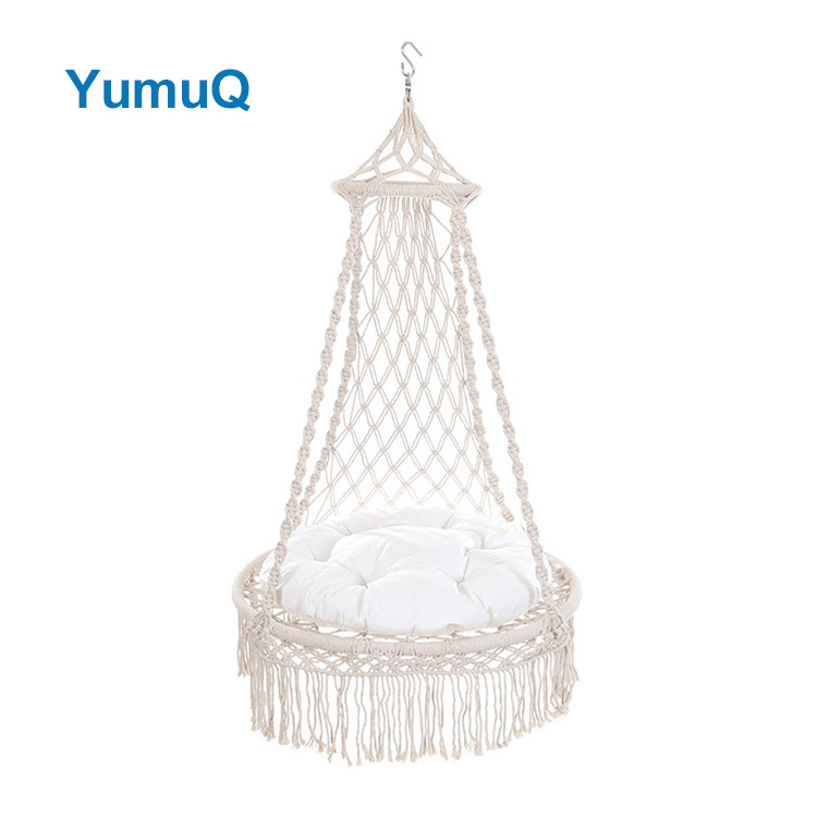 YumuQ Bohemian Design Camp Rocking Hanging Portable Best Black Bamboo Swing Rope Hammock Folding Chair With Stand