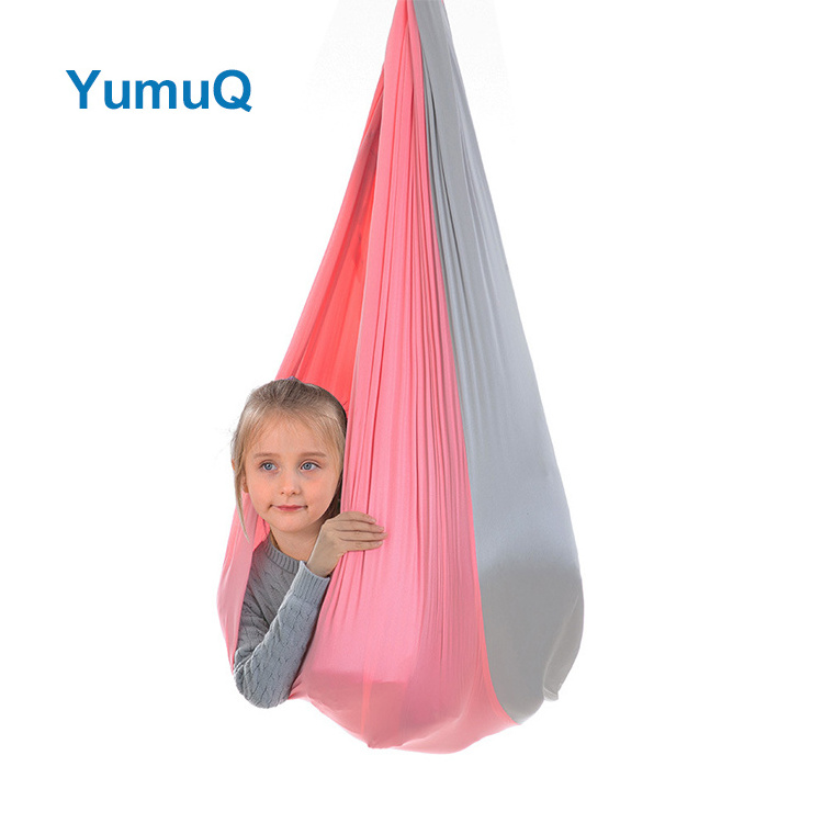 YumuQ Therapy Sensory Anti Gravity Aerial Folding Large Capacity Premium Yoga Swing Triangle Hammock Set For Kids