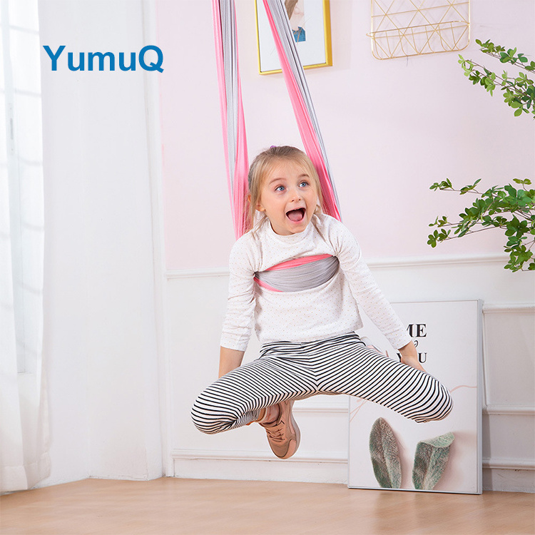 YumuQ Therapy Sensory Anti Gravity Aerial Folding Large Capacity Premium Yoga Swing Triangle Hammock Set For Kids