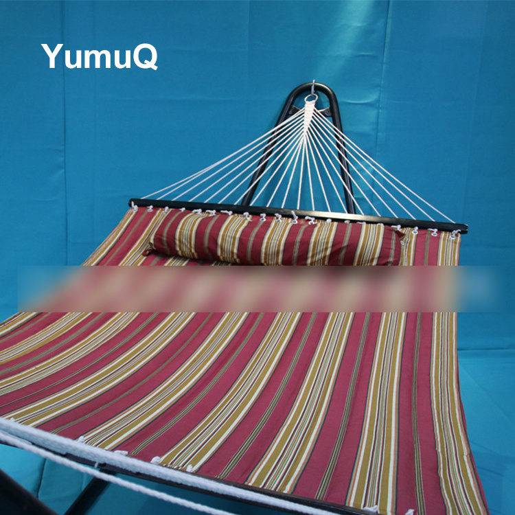 YumuQ Double Folding Hammock Chair With Heavy Duty Metal Steel Hanging And Wood Stand For Sale