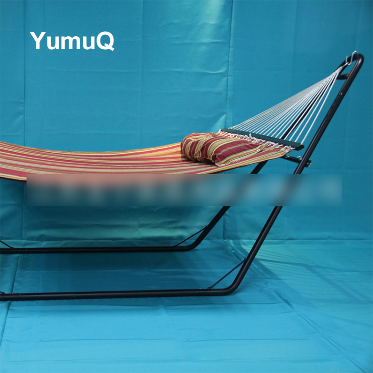 YumuQ Double Folding Hammock Chair With Heavy Duty Metal Steel Hanging And Wood Stand For Sale