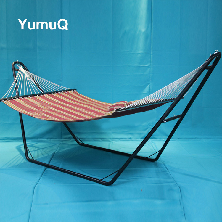 YumuQ Double Folding Hammock Chair With Heavy Duty Metal Steel Hanging And Wood Stand For Sale