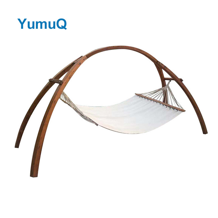 YumuQ Portable Canvas Outdoor Camping Teak Wood Canyon Patio Hammock With Stand Swing Chair Canopy