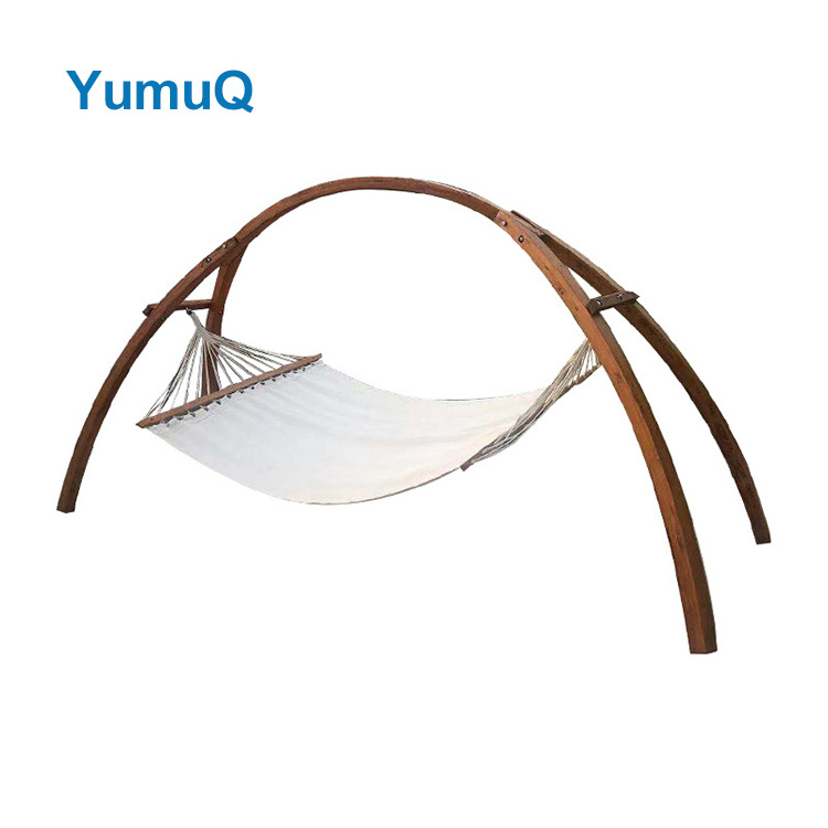 YumuQ Portable Canvas Outdoor Camping Teak Wood Canyon Patio Hammock With Stand Swing Chair Canopy